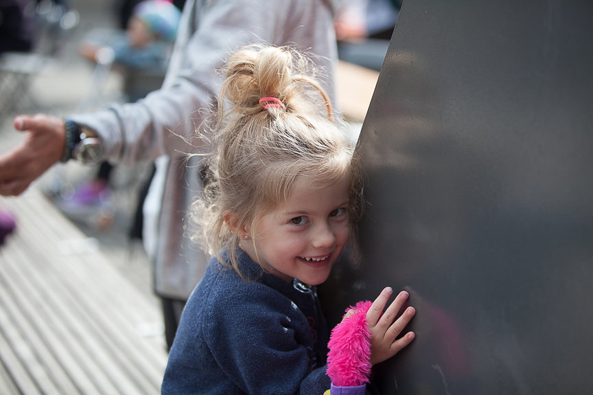 Girl smiling shyly at the BC Walk