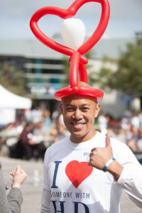 Man with balloon animal hat at the BC Walk