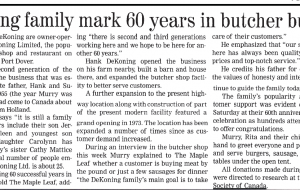 DeKoning family mark 60 years in butcher business