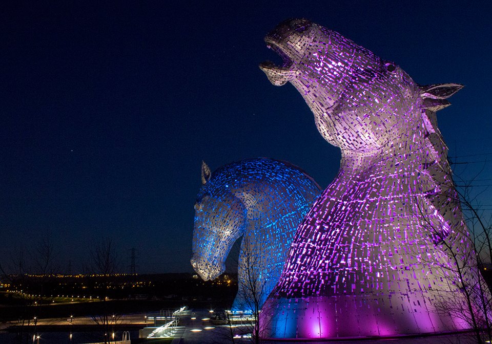 May Awareness_Kelpies Scottish Canals Falkirk, Scotland Huntington Society of Canada